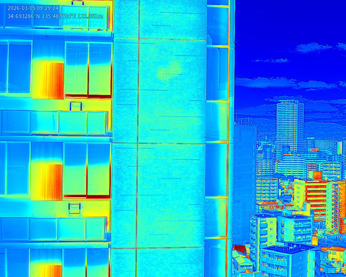 外壁調査 赤外線サーモグラフィ画像